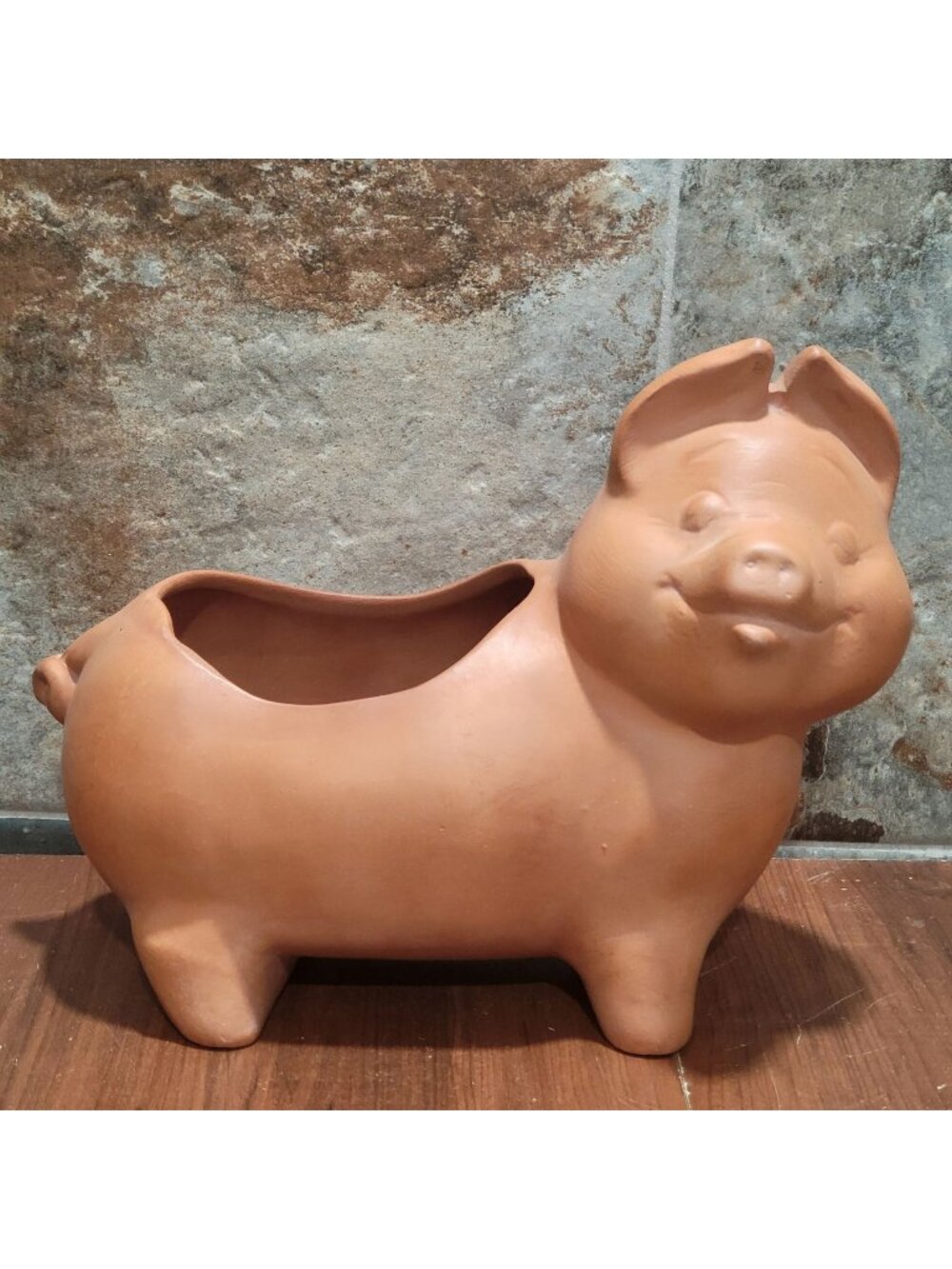Vintage Terracotta Pig Planter Flower Pot Unglazed Clay Rustic Farmhouse 8”